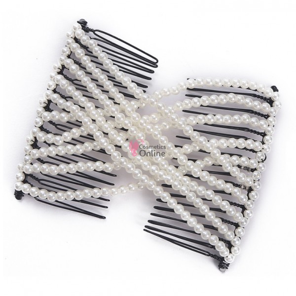 Accesoriu tip glamour pentru prins parul din metal cu pini de insertie PZS011NN - Alba